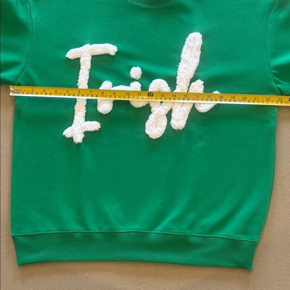 Irish Green Crewneck Sweatshirt Chenille Raised Embroidered Notre Dame Medium - Picture 5 of 12